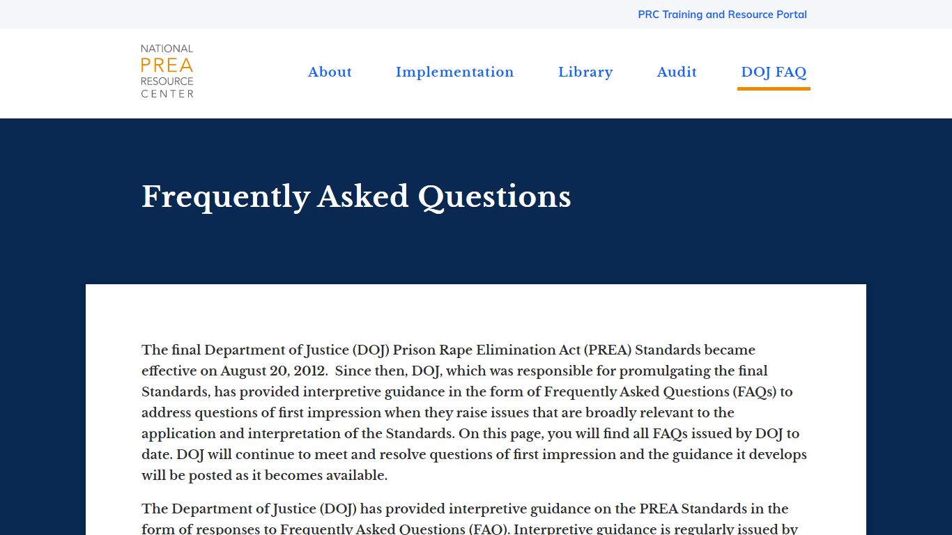 Frequently Asked Questions | PREA